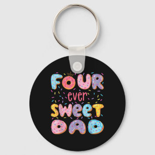 Four Ever Sweet Dad 4th Birthday Girl Doughnut Lov Key Ring