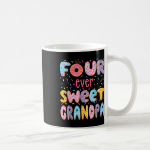 Four Ever Sweet Grandpa 4th Birthday Girl Doughnut Coffee Mug