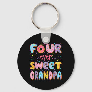 Four Ever Sweet Grandpa 4th Birthday Girl Doughnut Key Ring