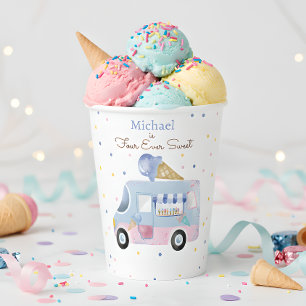 Four ever sweet ice cream truck forth birthday paper cups