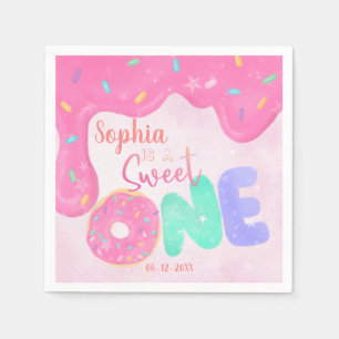 four ever sweet Pink Frosting Girl's Birthday Napkin