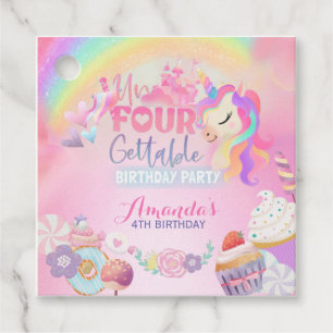 Four ever sweet Unfourgettable Doughnut 4th Birthd Favour Tags