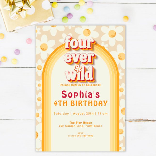 Four Ever Wild 4th Birthday Invitation | Safari Ju (Creator Uploaded)