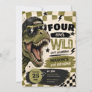Four Ever Wild Dinosaur Birthday Invitation