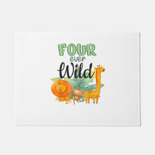 FOUR ever Wild Giraffe Monkey Lion Jungle 4th Birt Doormat