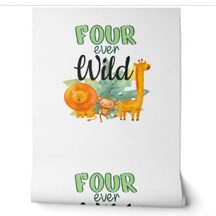 FOUR ever Wild Giraffe Monkey Lion Jungle 4th Birt Wallpaper