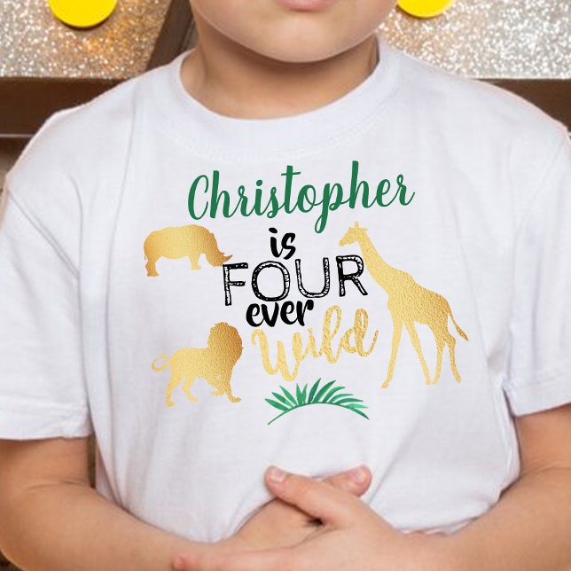 Four Ever Wild Jungle Safari Boys 4th Birthday Toddler T-Shirt (Creator Uploaded)