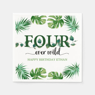 Four Ever Wild Jungle Zoo Safari Kids Birthday 4th Napkin