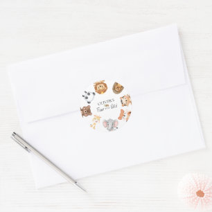 Four ever wild safari 4th birthday classic round sticker