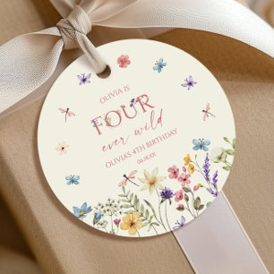 Four Ever Wild Wildflower 4th Birthday Party Favour Tags