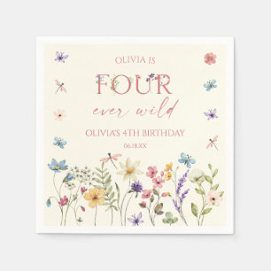 Four Ever Wild Wildflower 4th Birthday Party Napkin