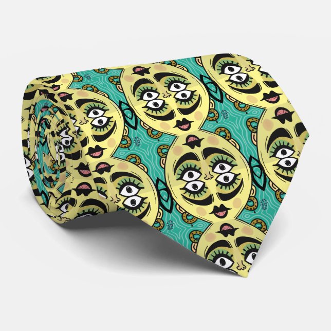 Four Eyed Face Psychedelic  Tie (Rolled)