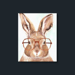 Four-Eyed Forester | Bunny Rabbit Canvas Print<br><div class="desc">This watercolor print features a bunny wearing eyeglasses | By Victoria Borges. Image ID: 132004GG</div>