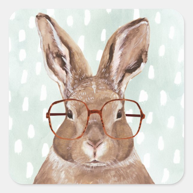Four-Eyed Forester | Bunny Rabbit Square Sticker (Front)
