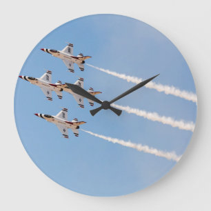 Four F-16 Thunderbirds fly in close formation Large Clock