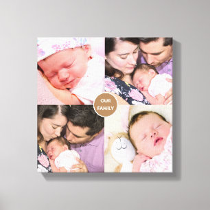 Four Family Photos Square Montage Canvas Print