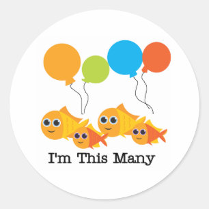 Four Fish I'm This Many Classic Round Sticker