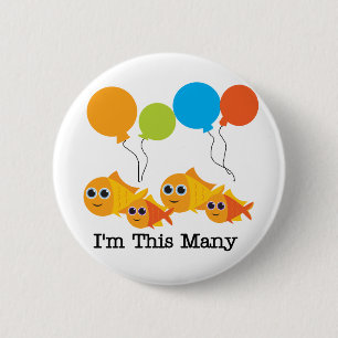 Four Fish I'm This Many Tshirts and Gifts 6 Cm Round Badge