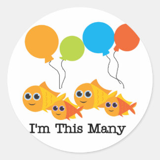 Four Fish I'm This Many Tshirts and Gifts Classic Round Sticker