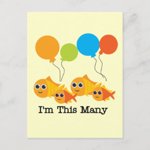 Four  Fish I'm This Many Tshirts and Gifts Postcard