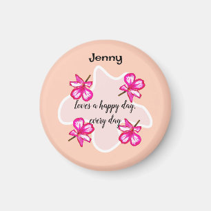 Four floral pink flowers magnet