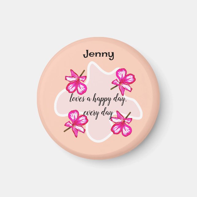 Four floral pink flowers  magnet (Front)