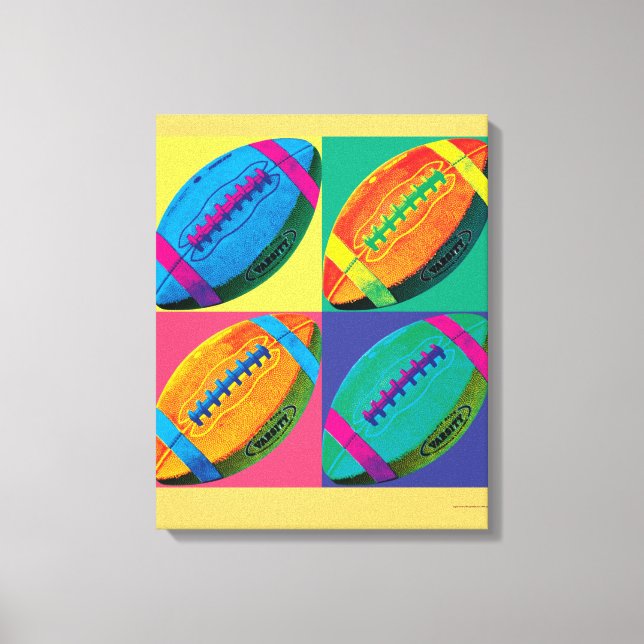 Four Footballs in Different Colours Canvas Print (Front)
