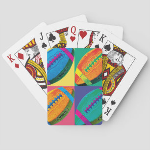 Four Footballs in Different Colours Playing Cards
