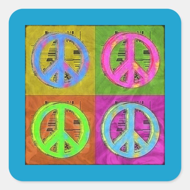 FOUR FOR PEACE SQUARE STICKER (Front)