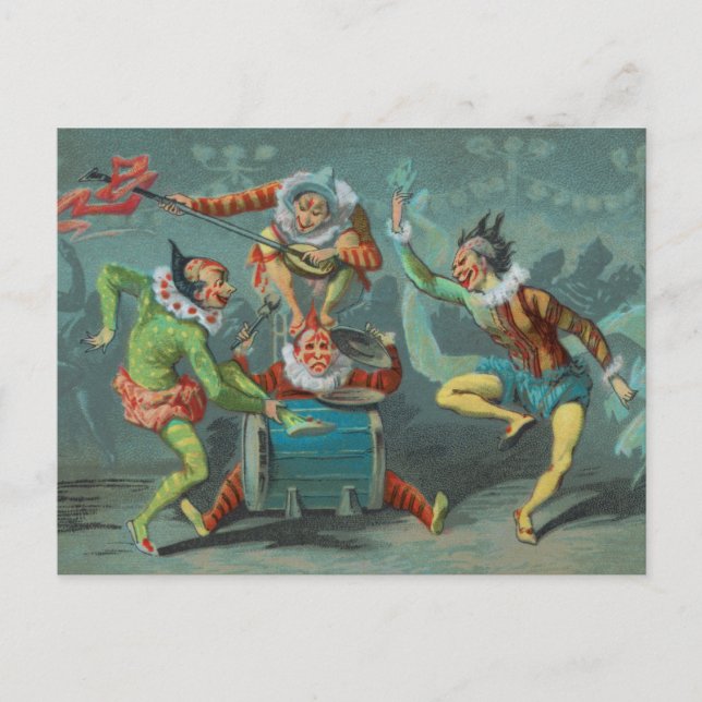 Four French Clowns Postcard (Front)