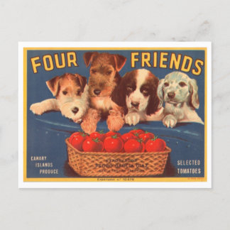 Four Friends Vintage Crate Label Postcard