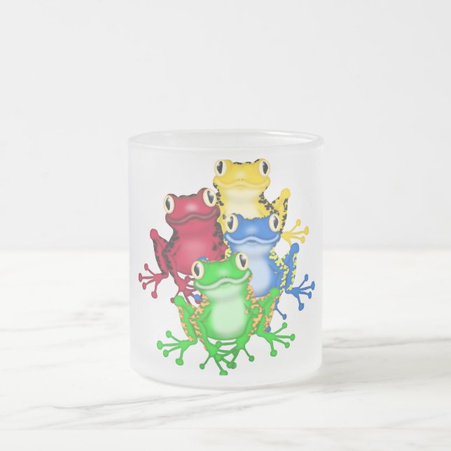 Four Frogs Tshirts and Gifts Frosted Glass Coffee Mug (Center)