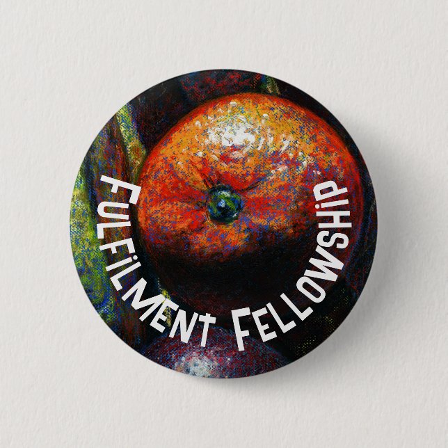 Four Fruits: Orange, Banana, Plum, Lychee 6 Cm Round Badge (Front)