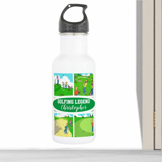 Four funny Golf themed Cartoons 532 Ml Water Bottle (Creator Uploaded)