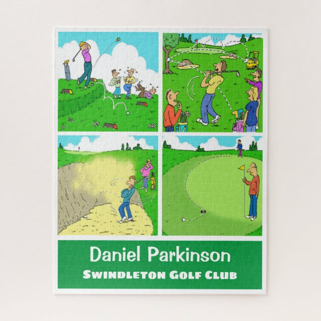 Four Funny Golfer Cartoons Jigsaw Puzzle (Vertical)