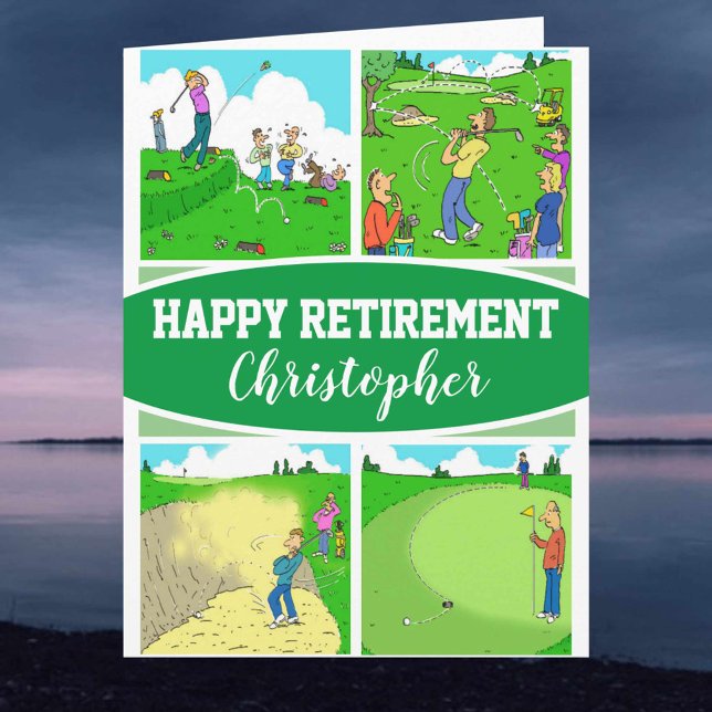 Four Funny Golfer Cartoons on a Retirement Card (Creator Uploaded)