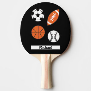 Four Funny Sports Balls Ping Pong Paddle