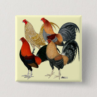 Four Gamecocks 15 Cm Square Badge