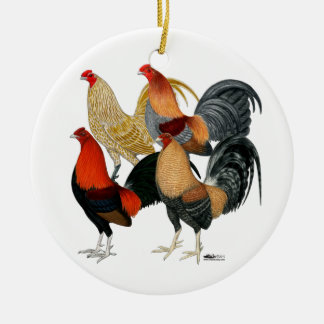 Four Gamecocks Ceramic Tree Decoration