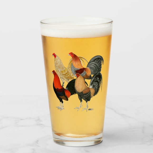 Four Gamecocks Glass (Front Filled)