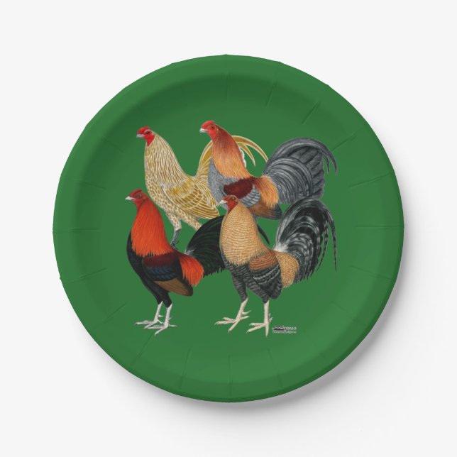 Four Gamecocks Paper Plate (Front)