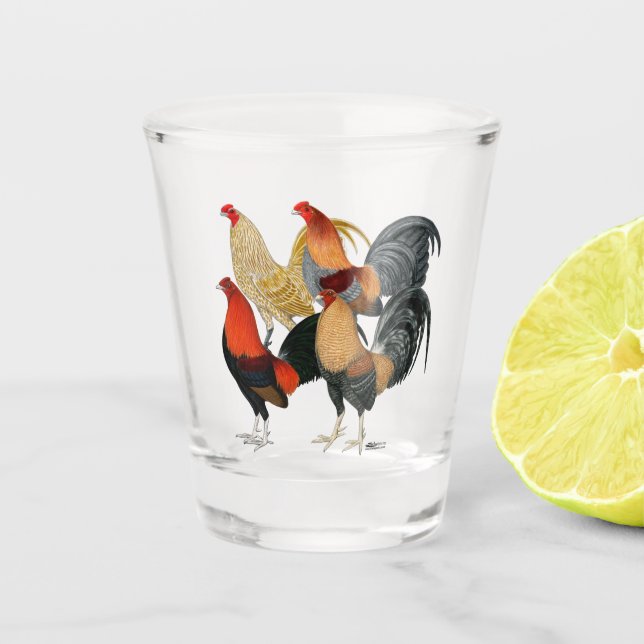 Four Gamecocks Shot Glass (Front)