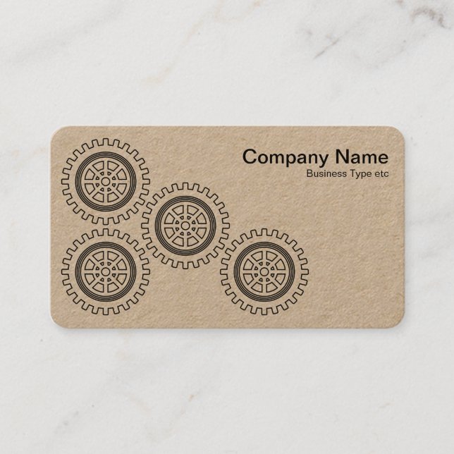 Four Gears - Black on Kraft Business Card (Front)
