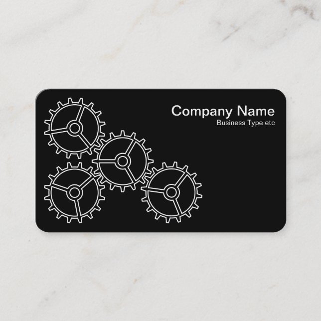 Four Gears II - White on Black = Grey Back Business Card (Front)