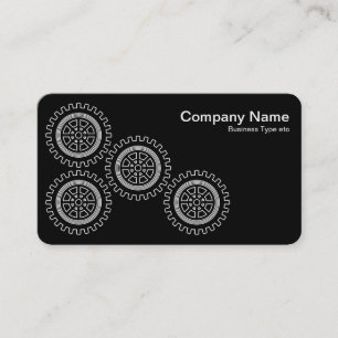 Four Gears - White on Black - White Back Business Card