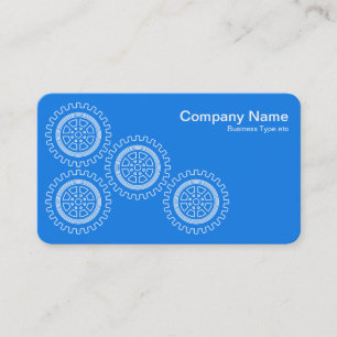 Four Gears - White on Blue - Grey Back Business Card