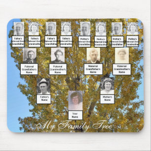 Four Generation Golden Autumn Family Tree Photos Mouse Pad