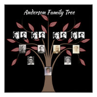 Four Generation Photo Family Tree Whispy Red Leaf