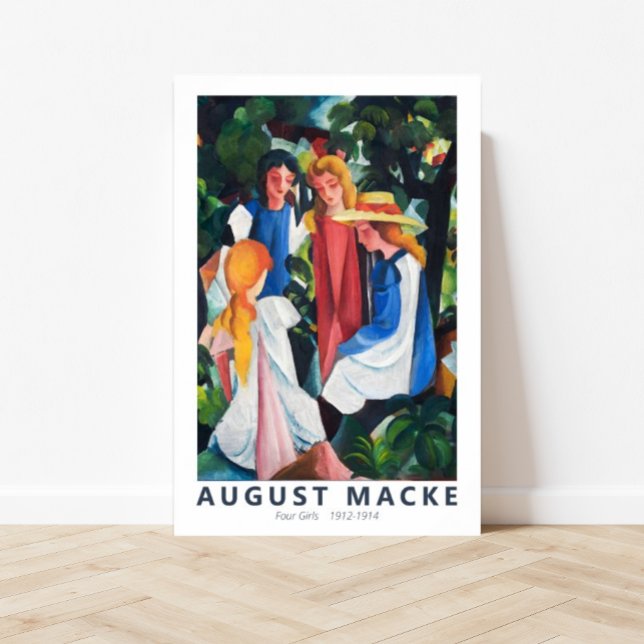 Four Girls by August Macke Poster (affordable art, printable art, wall art, famous art, royalty free art, customizable art, fine art)