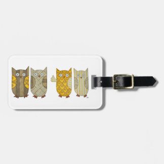 Four Gold Owls Luggage Tag